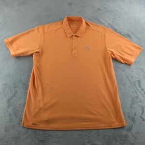 Tommy‎ Bahama Polo Shirt Mens 2XL Orange Paradise Pima Cotton Performance Golf